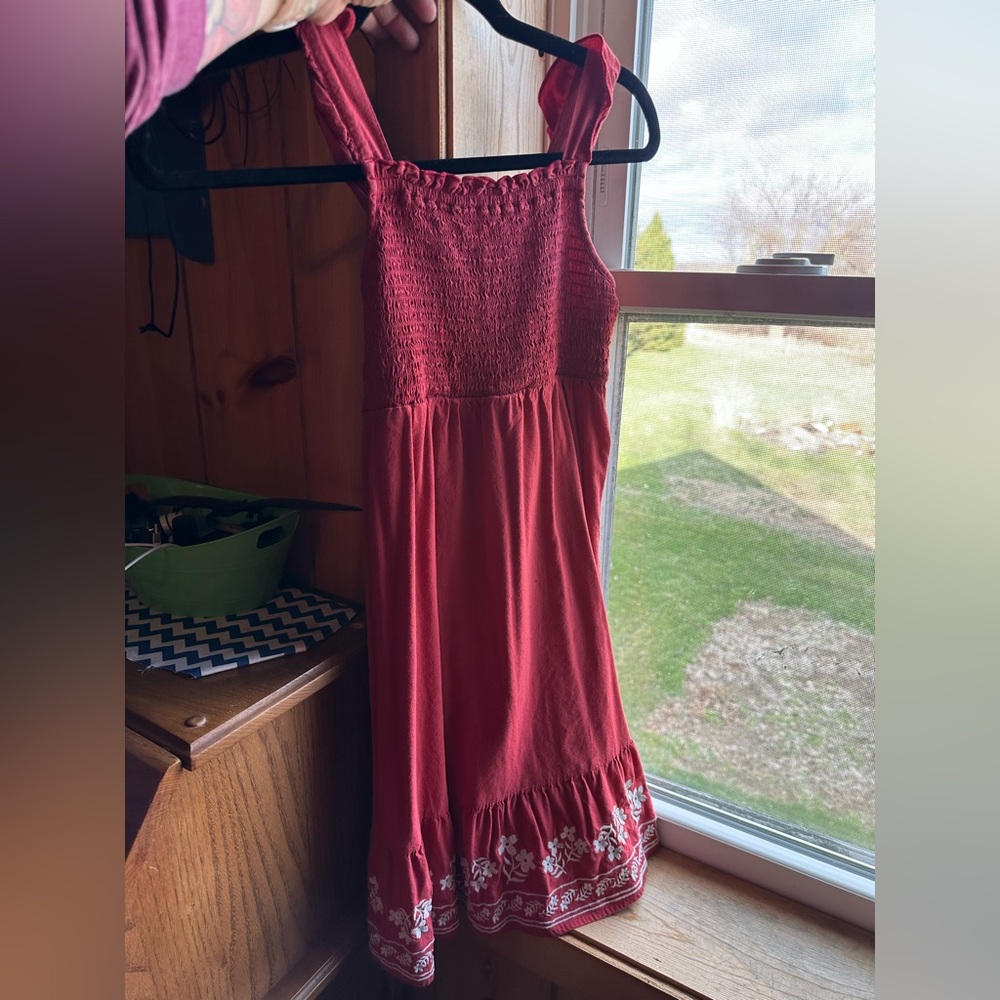 Old Navy Coral Red Smocked Top